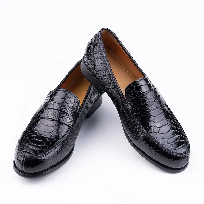 TREKHE | Essential Snake-Pattern Loafer – Genuine Cowhide Leather, Lightweight & Breathable