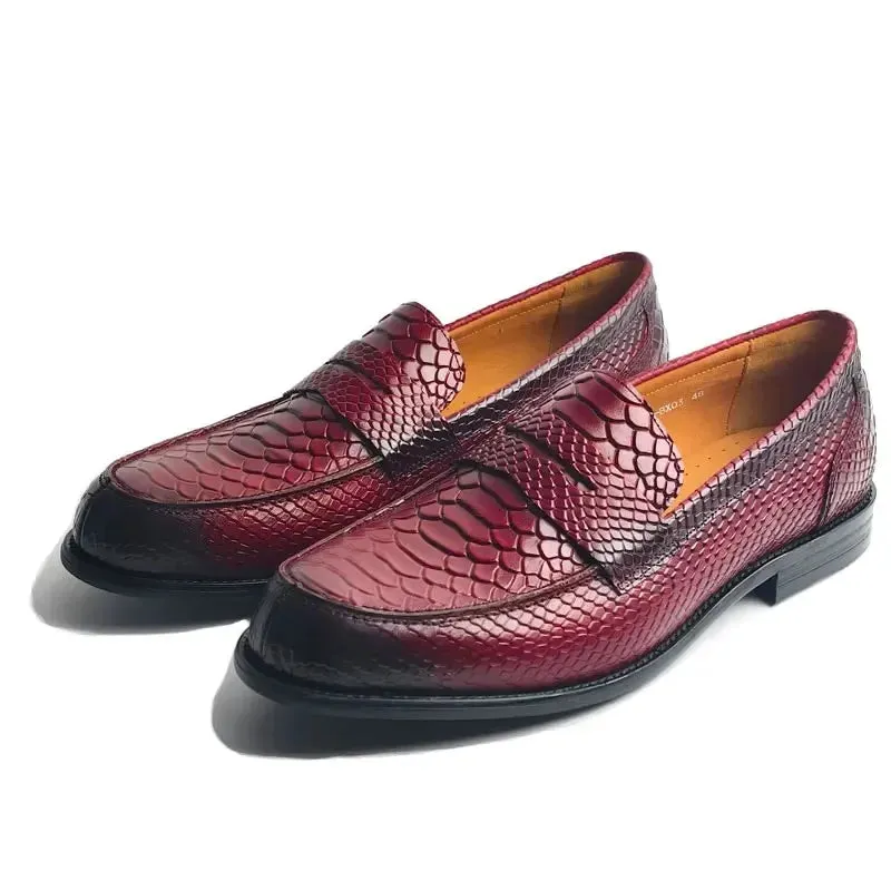 TREKHE | Essential Snake-Pattern Loafer – Genuine Cowhide Leather, Lightweight & Breathable