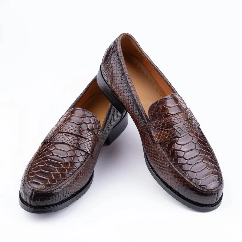 TREKHE | Essential Snake-Pattern Loafer – Genuine Cowhide Leather, Lightweight & Breathable