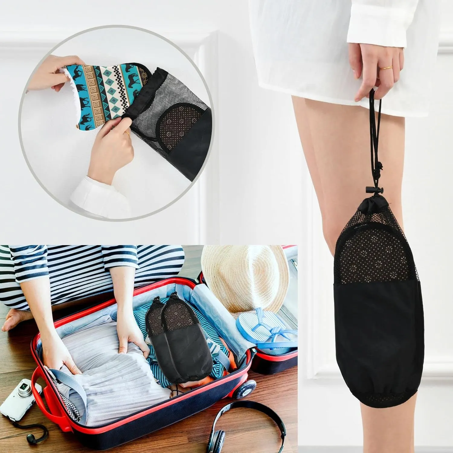Tribal Ethnic with Horses Slippers for Women Men, Memory Foam House Slippers, Non-Slip Indoor Outdoor Winter Bedroom Shoes
