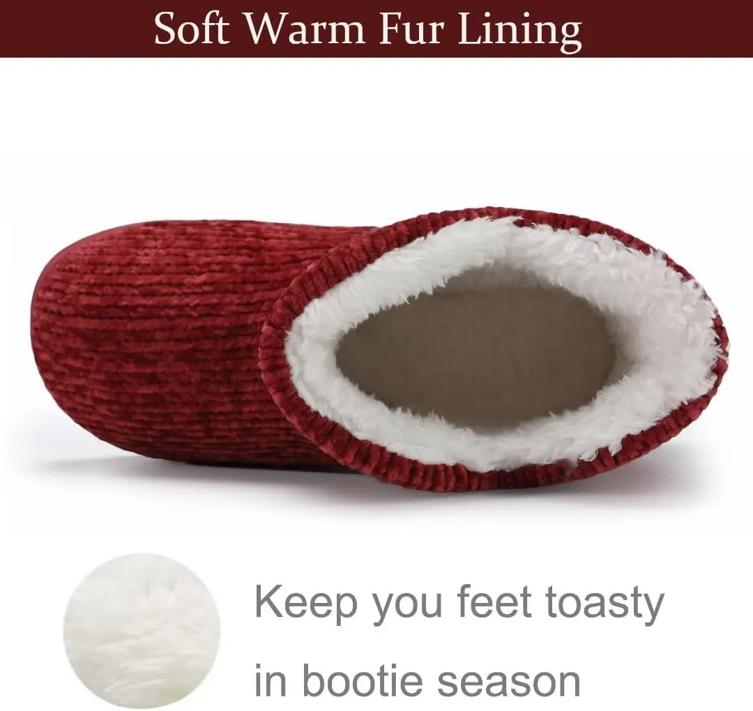 TUOBUQU Women Warm Bootie Slippers Fluffy Plush Indoor Outdoor Winter Booty Slippers