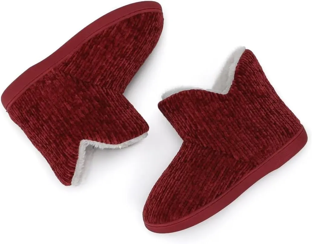 TUOBUQU Women Warm Bootie Slippers Fluffy Plush Indoor Outdoor Winter Booty Slippers