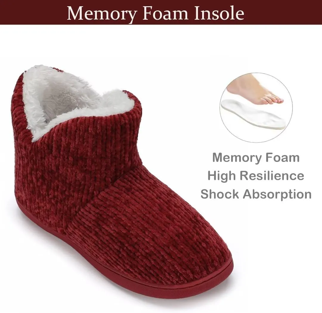TUOBUQU Women Warm Bootie Slippers Fluffy Plush Indoor Outdoor Winter Booty Slippers