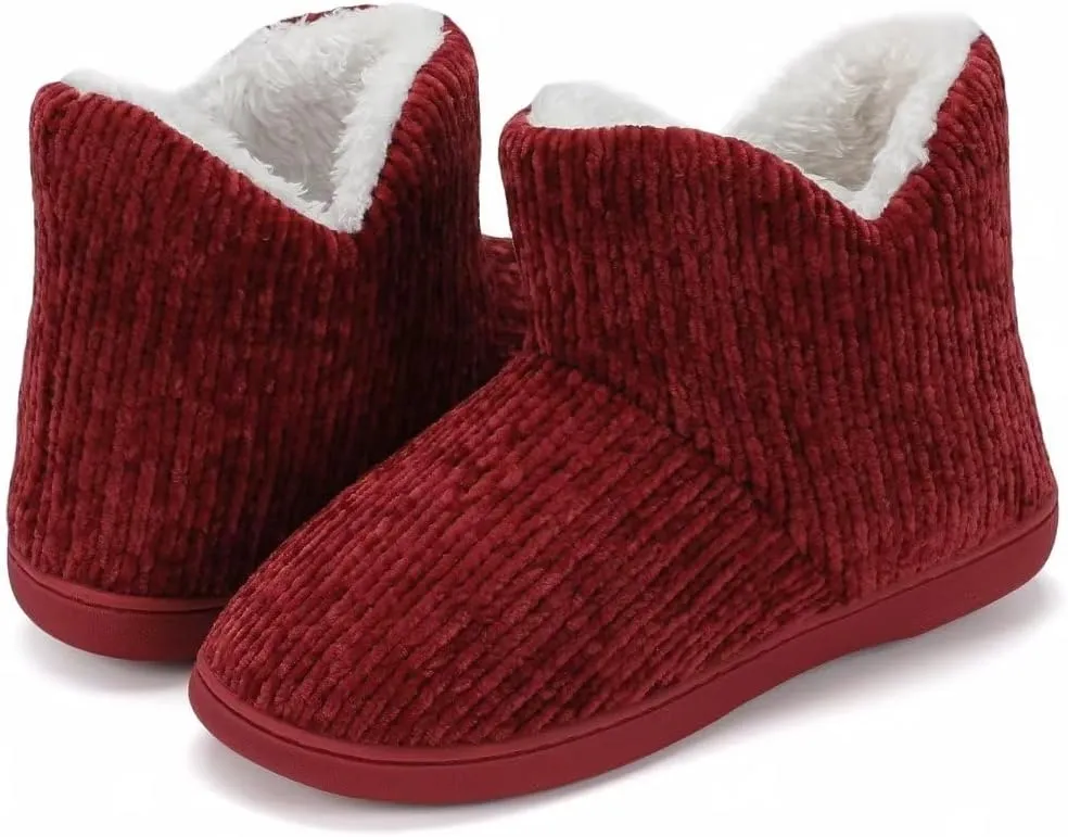 TUOBUQU Women Warm Bootie Slippers Fluffy Plush Indoor Outdoor Winter Booty Slippers