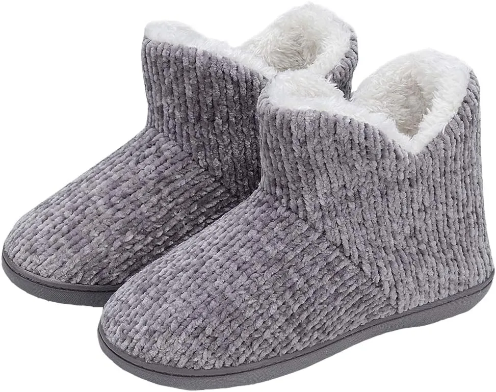 TUOBUQU Women Warm Bootie Slippers Fluffy Plush Indoor Outdoor Winter Booty Slippers