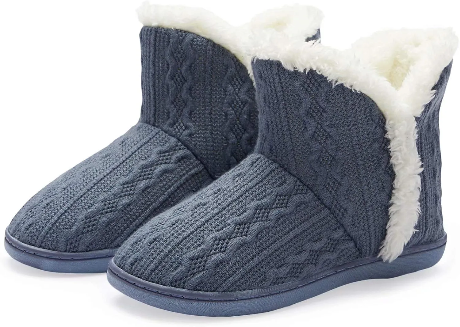 TUOBUQU Women Warm Bootie Slippers Fluffy Plush Indoor Outdoor Winter Booty Slippers