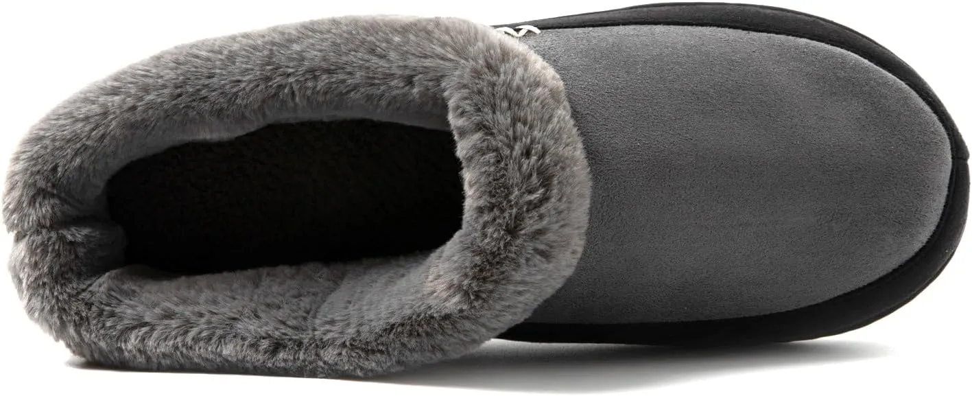 Two-Tone Memory Foam Fuzzy House Slippers for Women Indoor and Outdoor Slip on Shoes for Men
