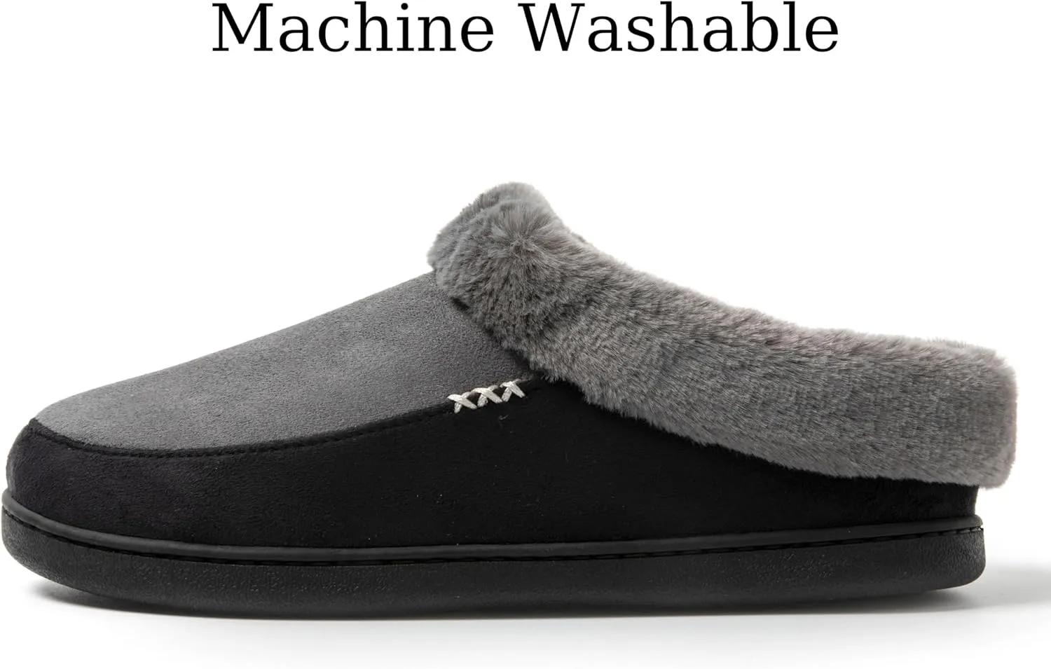 Two-Tone Memory Foam Fuzzy House Slippers for Women Indoor and Outdoor Slip on Shoes for Men