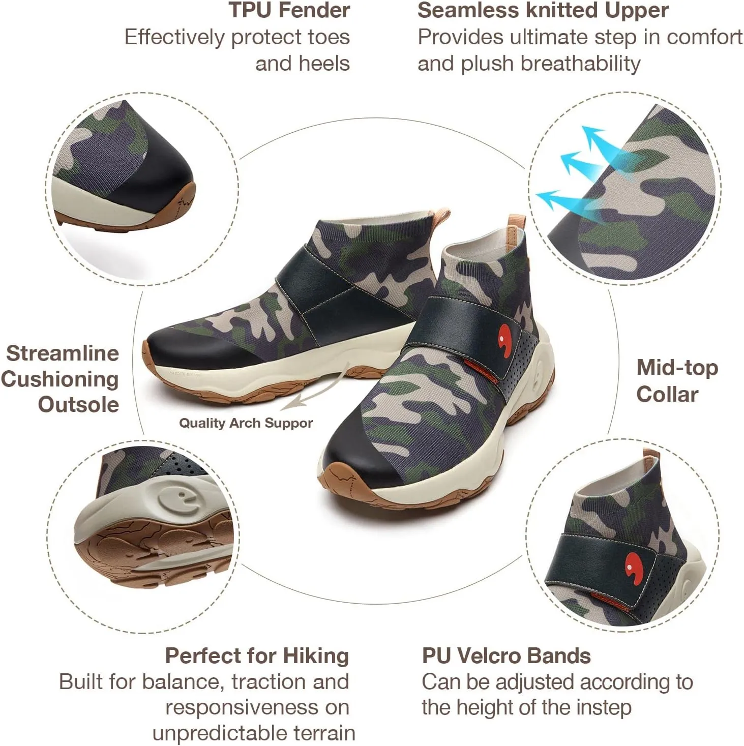 UIN Men's Walking Travel Shoes Slip On Outdoor Non-Slip Lightweight Comfort Hiking Sneaker Cazorla
