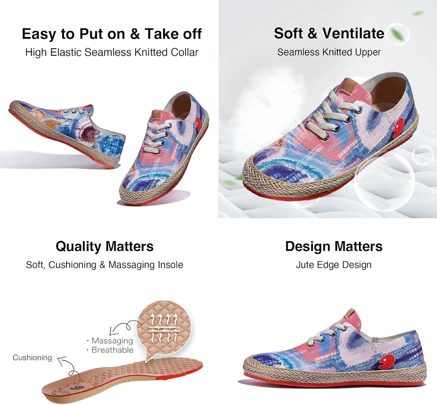 UIN Women's Art Painted Walking Casual Travel Shoes Lightweight Comfort Fashion Sneaker Formentera Series
