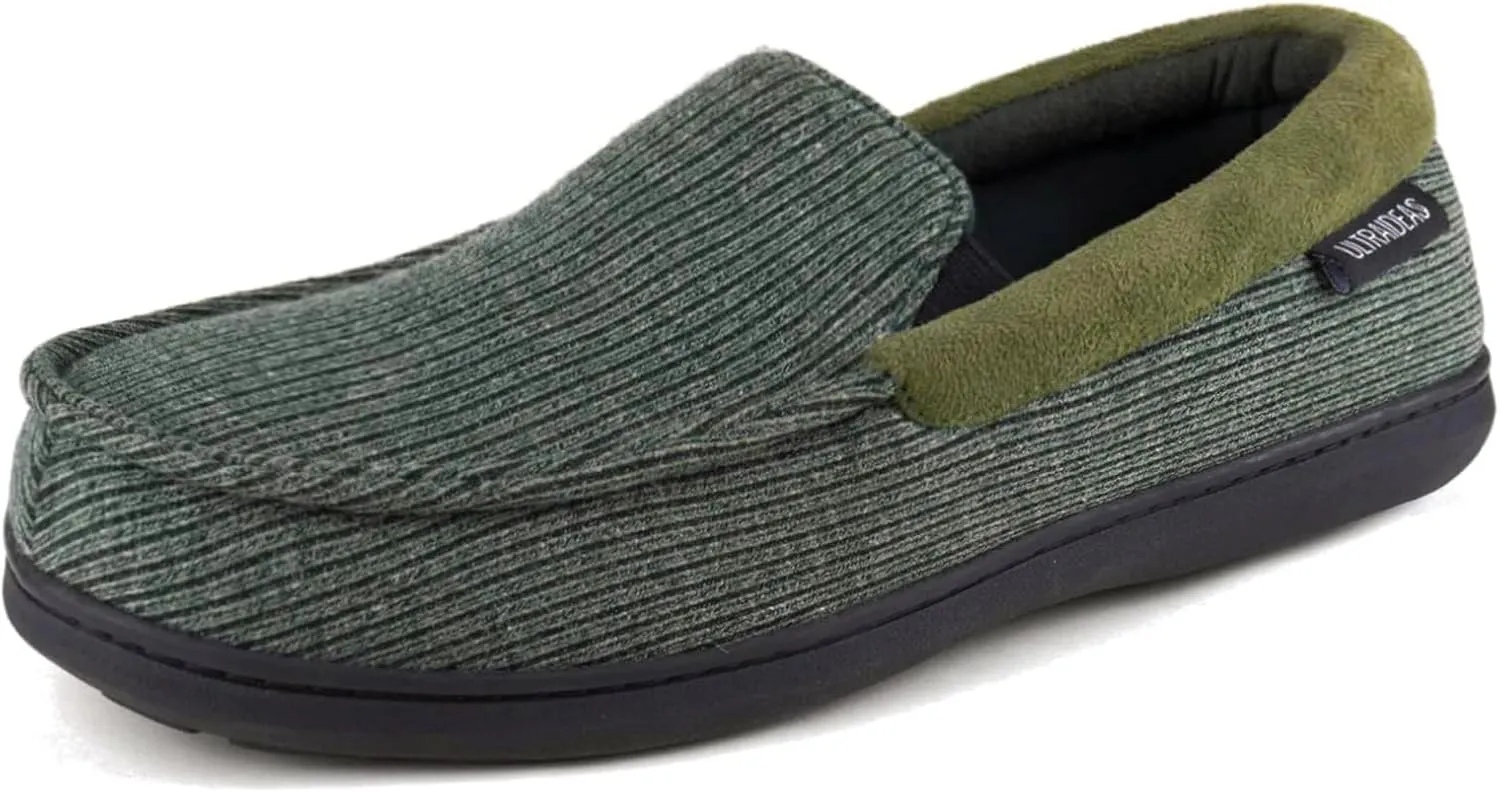 ULTRAIDEAS Men's Carver Slippers Moc Loafer House Shoes Memory Foam