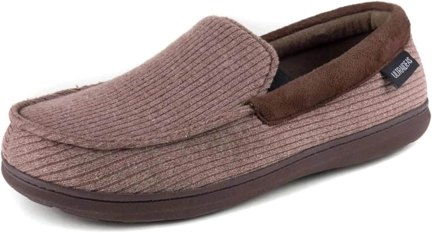 ULTRAIDEAS Men's Carver Slippers Moc Loafer House Shoes Memory Foam