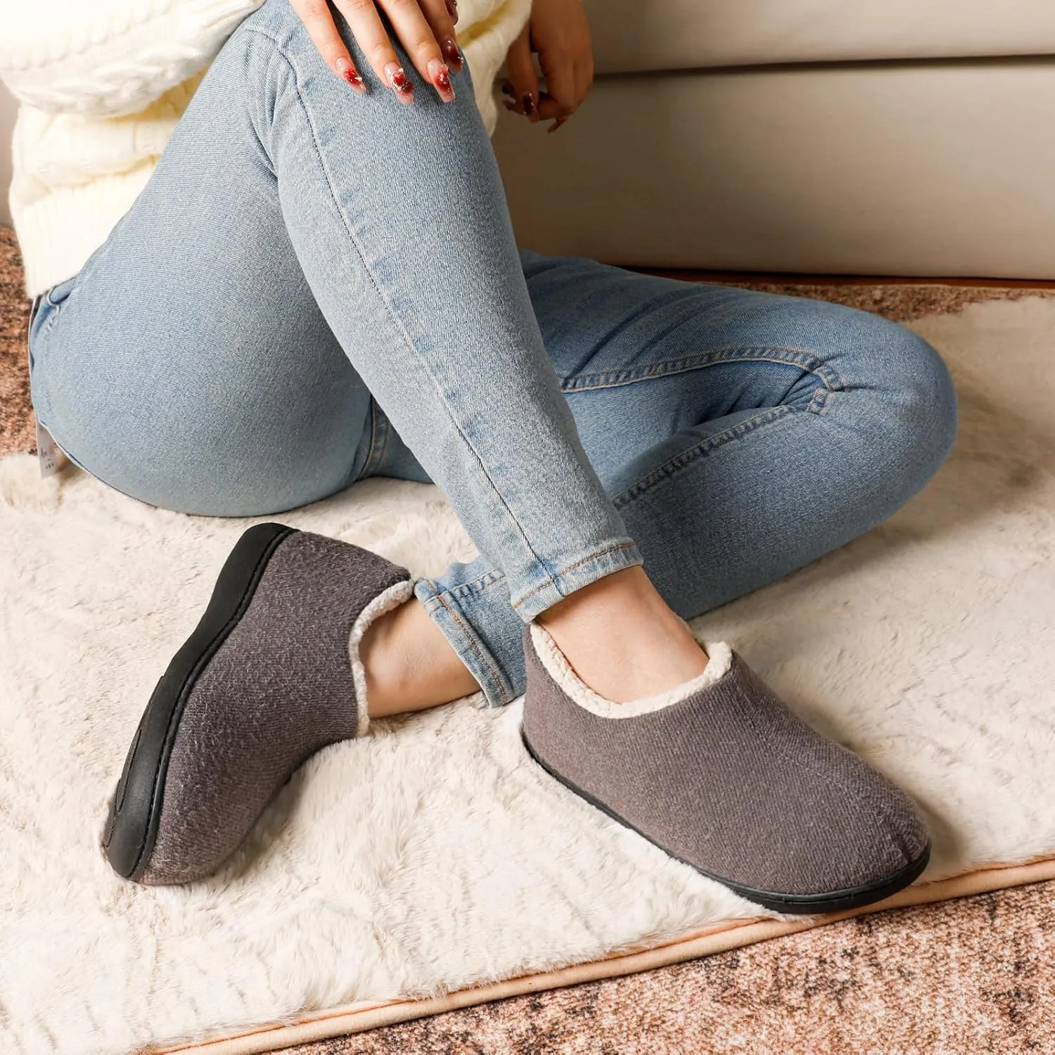 ULTRAIDEAS Women's Indoor Loafer House Slippers with Memory Foam, Ladies Warm Closed Back House Shoes with Non-Slip Outdoor Rubber Sole