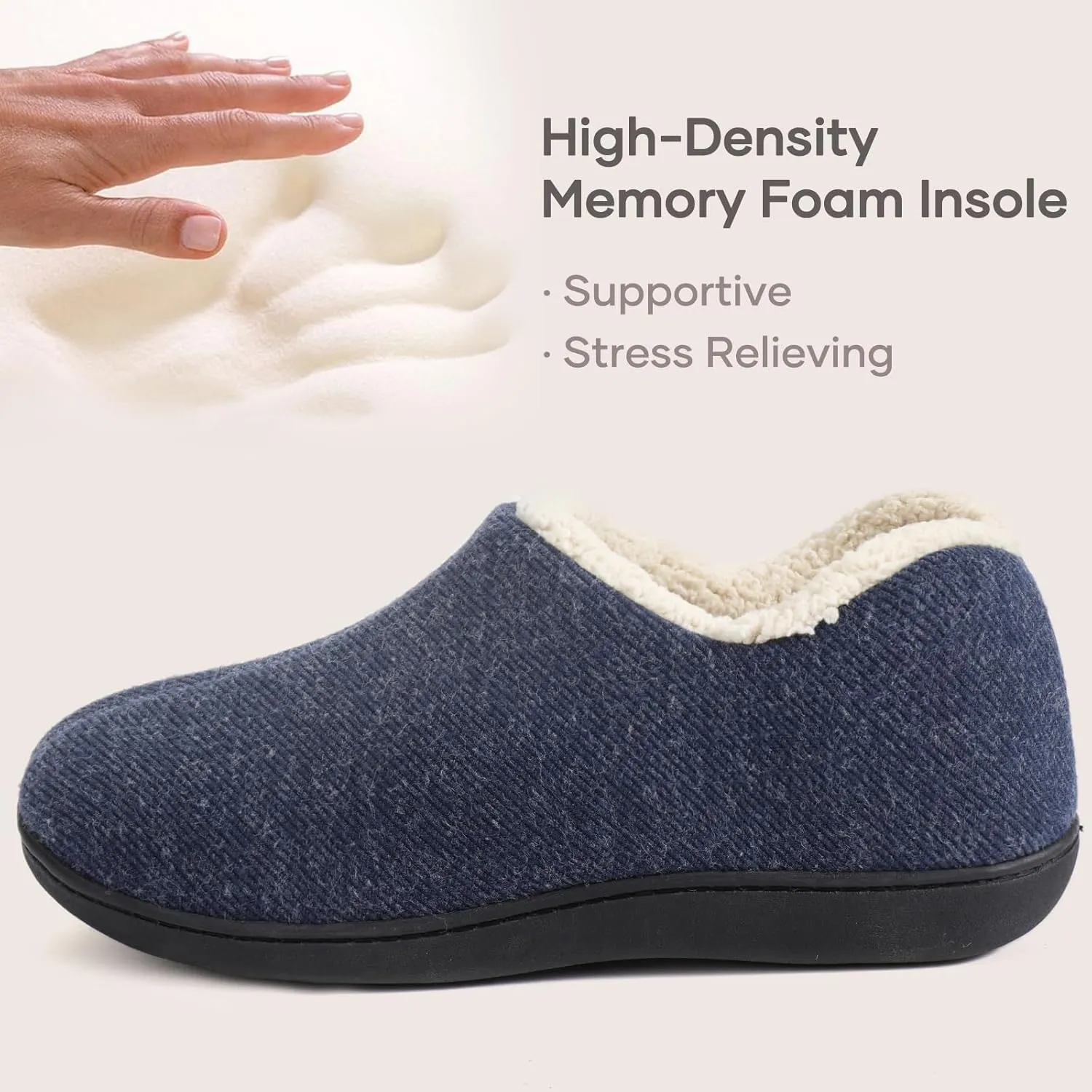 ULTRAIDEAS Women's Indoor Loafer House Slippers with Memory Foam, Ladies Warm Closed Back House Shoes with Non-Slip Outdoor Rubber Sole