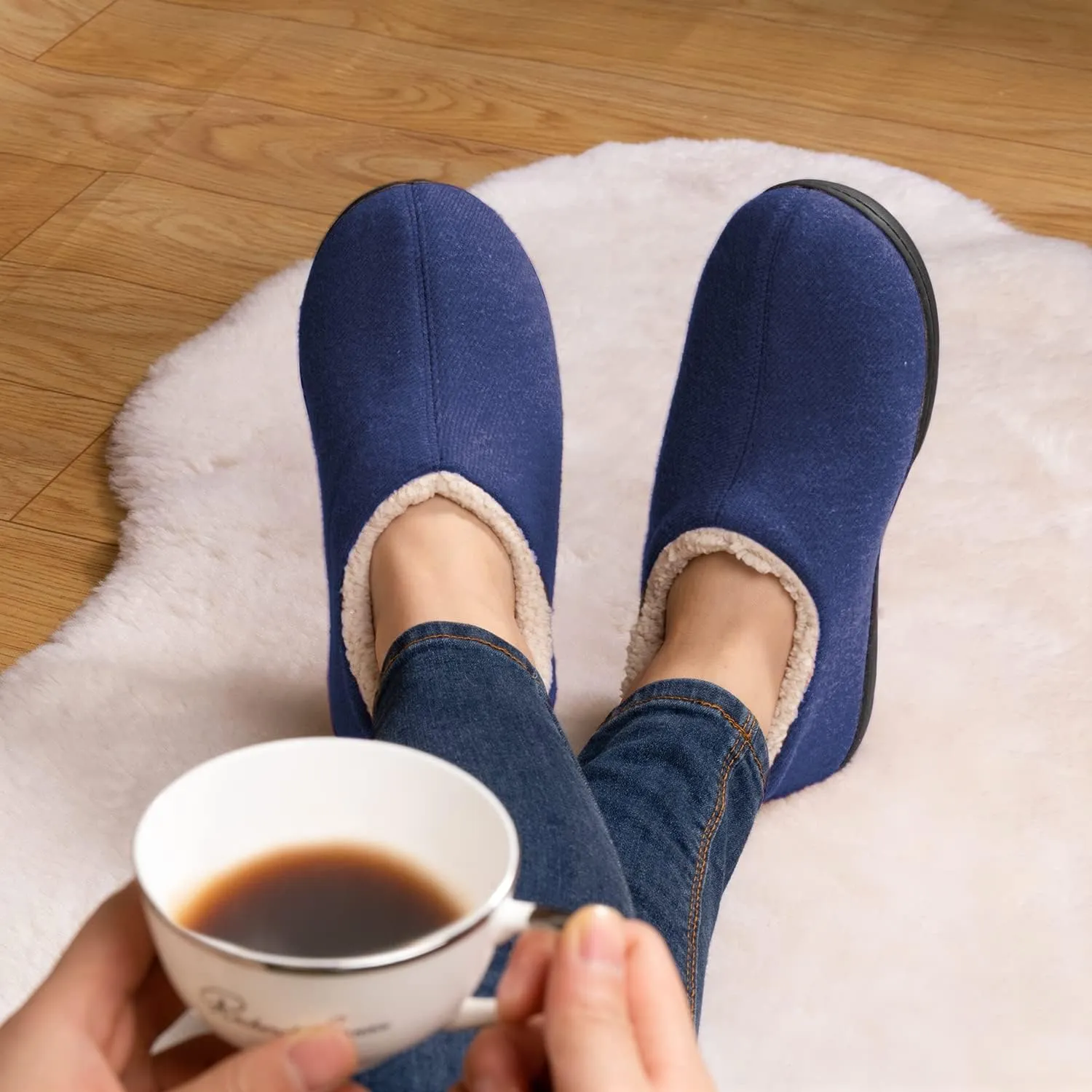 ULTRAIDEAS Women's Indoor Loafer House Slippers with Memory Foam, Ladies Warm Closed Back House Shoes with Non-Slip Outdoor Rubber Sole