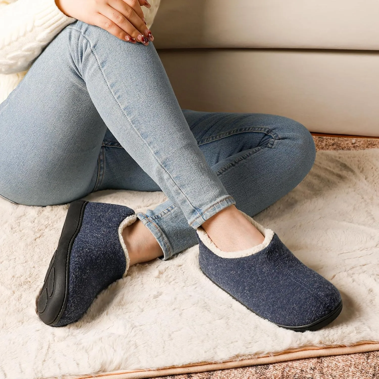 ULTRAIDEAS Women's Indoor Loafer House Slippers with Memory Foam, Ladies Warm Closed Back House Shoes with Non-Slip Outdoor Rubber Sole
