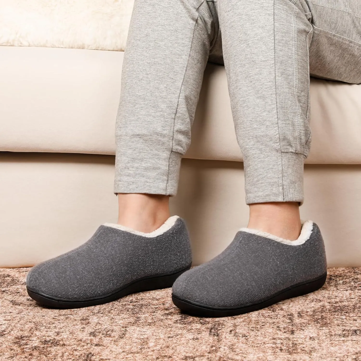 ULTRAIDEAS Women's Indoor Loafer House Slippers with Memory Foam, Ladies Warm Closed Back House Shoes with Non-Slip Outdoor Rubber Sole
