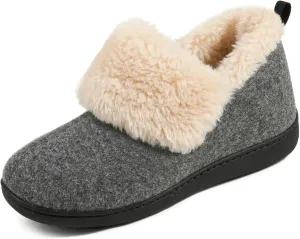 ULTRAIDEAS Women's Memory Foam House Shoes with Fuzzy Collar, Fur Lined Warm Bootie Slippers with Hard Bottom for Indoor & Outdoor