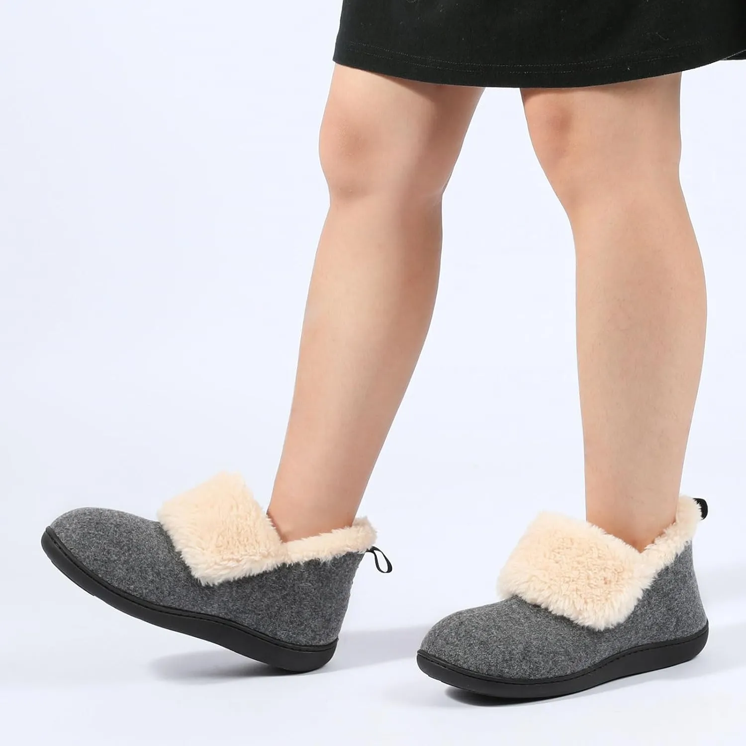 ULTRAIDEAS Women's Memory Foam House Shoes with Fuzzy Collar, Fur Lined Warm Bootie Slippers with Hard Bottom for Indoor & Outdoor