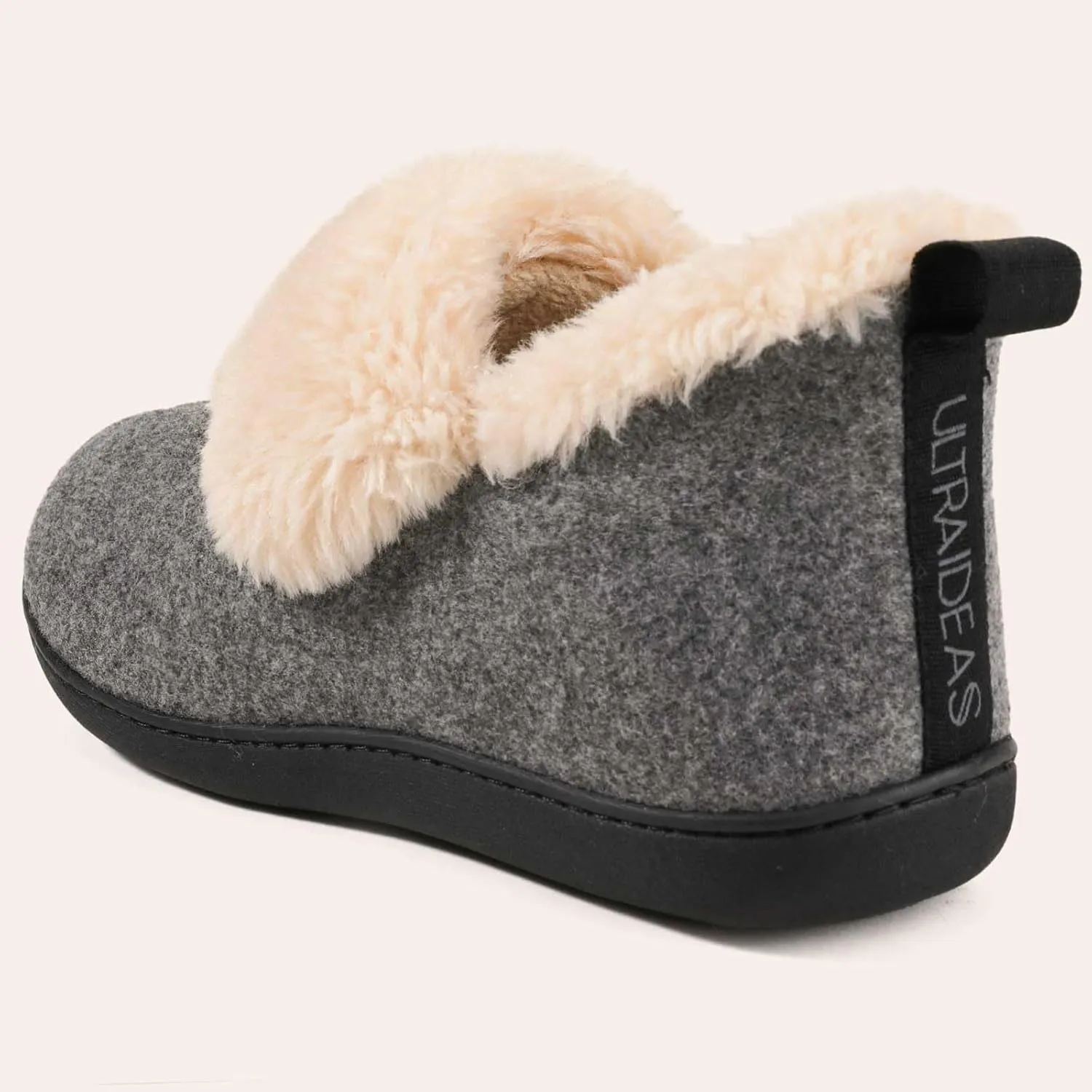 ULTRAIDEAS Women's Memory Foam House Shoes with Fuzzy Collar, Fur Lined Warm Bootie Slippers with Hard Bottom for Indoor & Outdoor