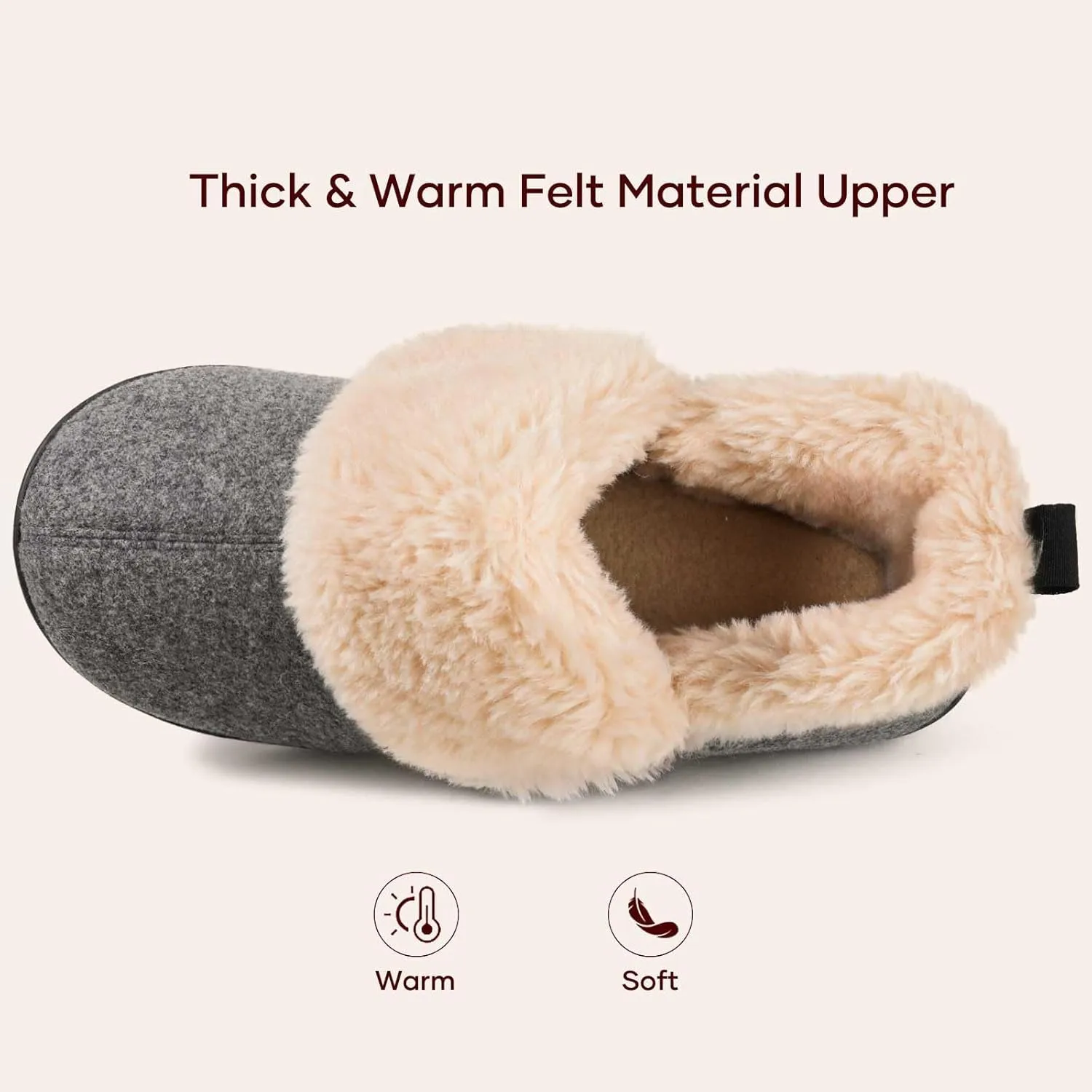 ULTRAIDEAS Women's Memory Foam House Shoes with Fuzzy Collar, Fur Lined Warm Bootie Slippers with Hard Bottom for Indoor & Outdoor