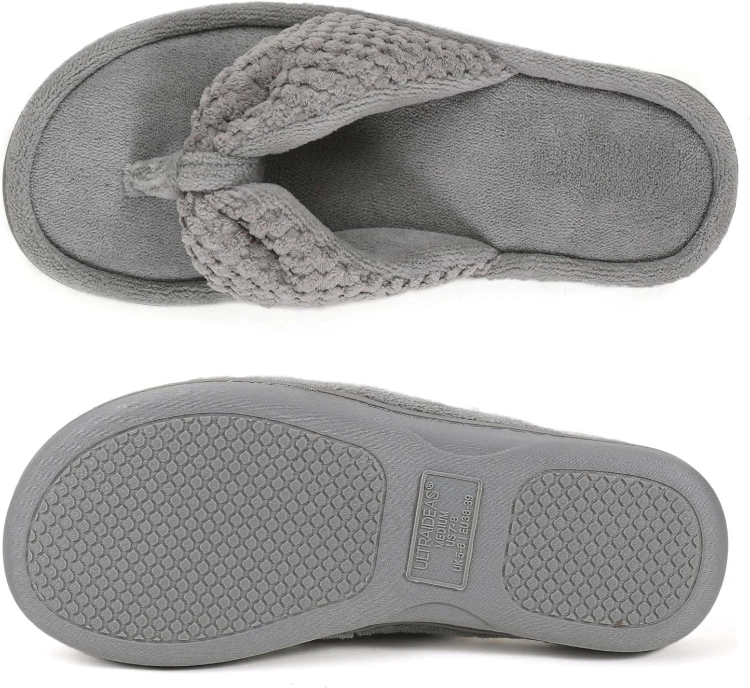 ULTRAIDEAS Women's Popcorn Flip Flop House Slipper with Memory Foam