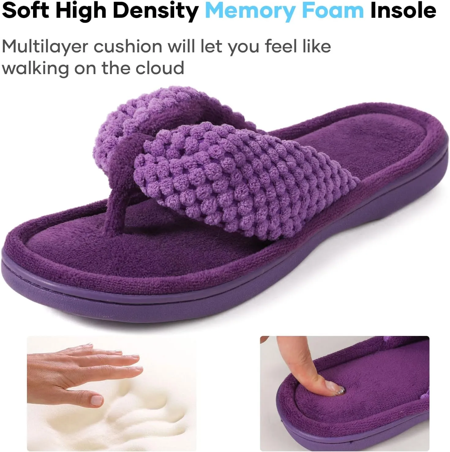 ULTRAIDEAS Women's Popcorn Flip Flop House Slipper with Memory Foam