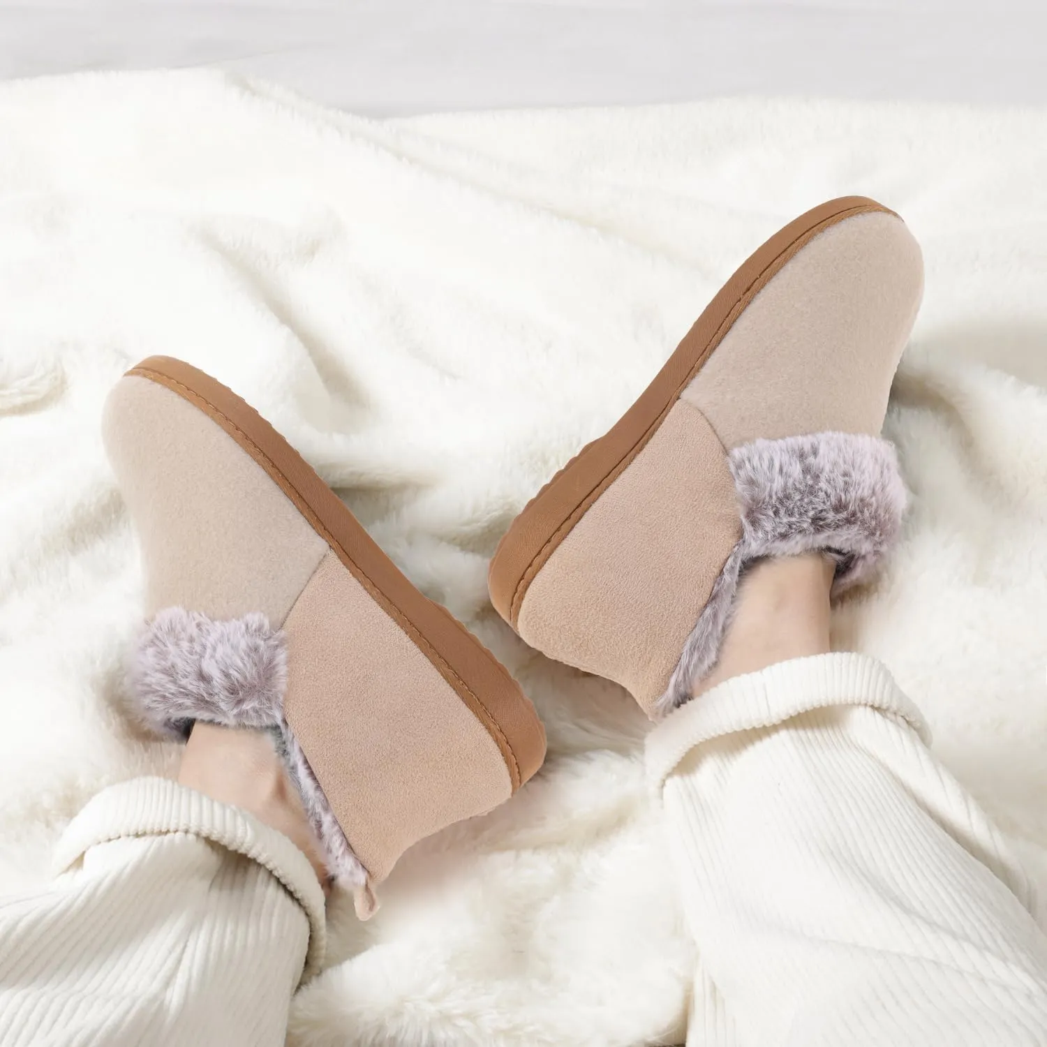ULTRAIDEAS Women's Warm Slippers with Back, Ladies Slippers for Winter, Cosy Bootie Furry Slipper
