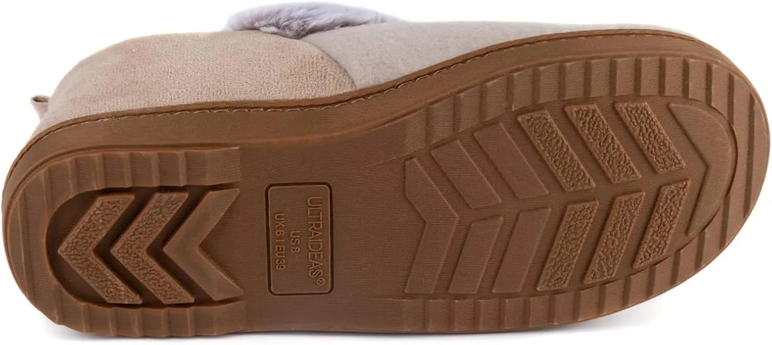 ULTRAIDEAS Women's Warm Slippers with Back, Ladies Slippers for Winter, Cosy Bootie Furry Slipper