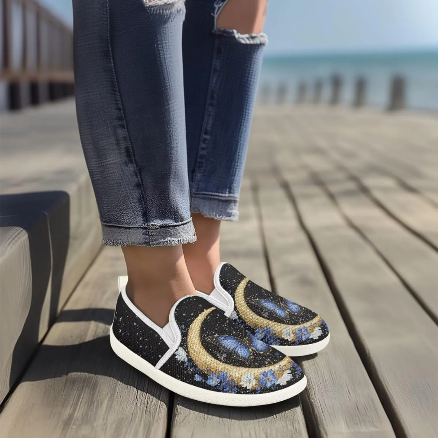 UNICEU Women Slip On Walking Sneaker Light Weight Sneaker Low Cut Flat Work Loafers Womens Casual Footwear Trainer
