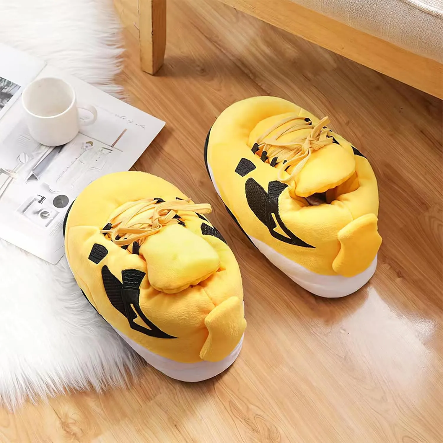 Unisex Cosy Trendy Big Sneaker Slippers Comfy Kicks Non Slip Sole Indoor House Plush Slippers - One Size Fits Most