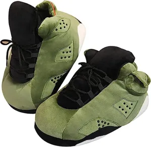Unisex Cosy Trendy Sneaker Slippers - Warm Plush Anti-Skid Rubber Sole Comfy Fluffy Shoes - One-Size 6-12 Fleece Lined House Shoes
