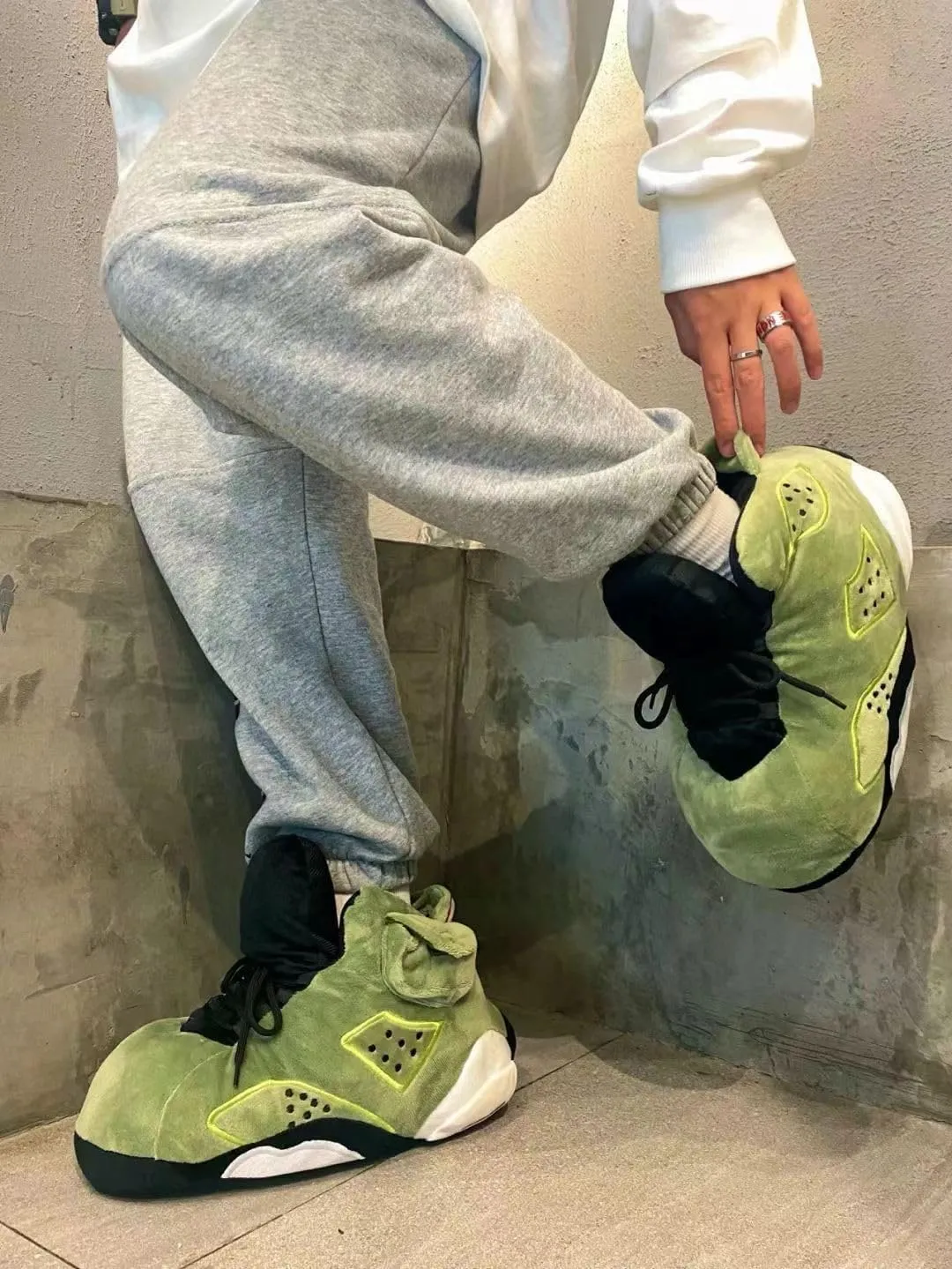Unisex Cosy Trendy Sneaker Slippers - Warm Plush Anti-Skid Rubber Sole Comfy Fluffy Shoes - One-Size 6-12 Fleece Lined House Shoes
