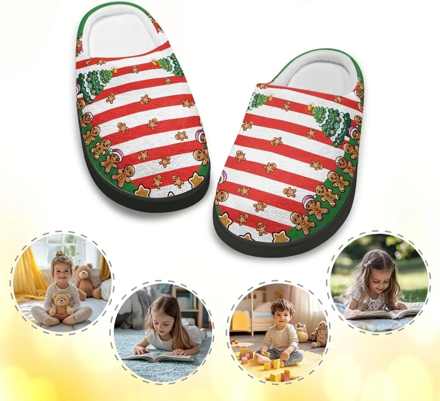Unisex Kids Cute Cotton Slipper Winter Slipper Cozy Warm Plush Slipper Indoor Shoes Non-Slip Fleece Slipper US 9-15