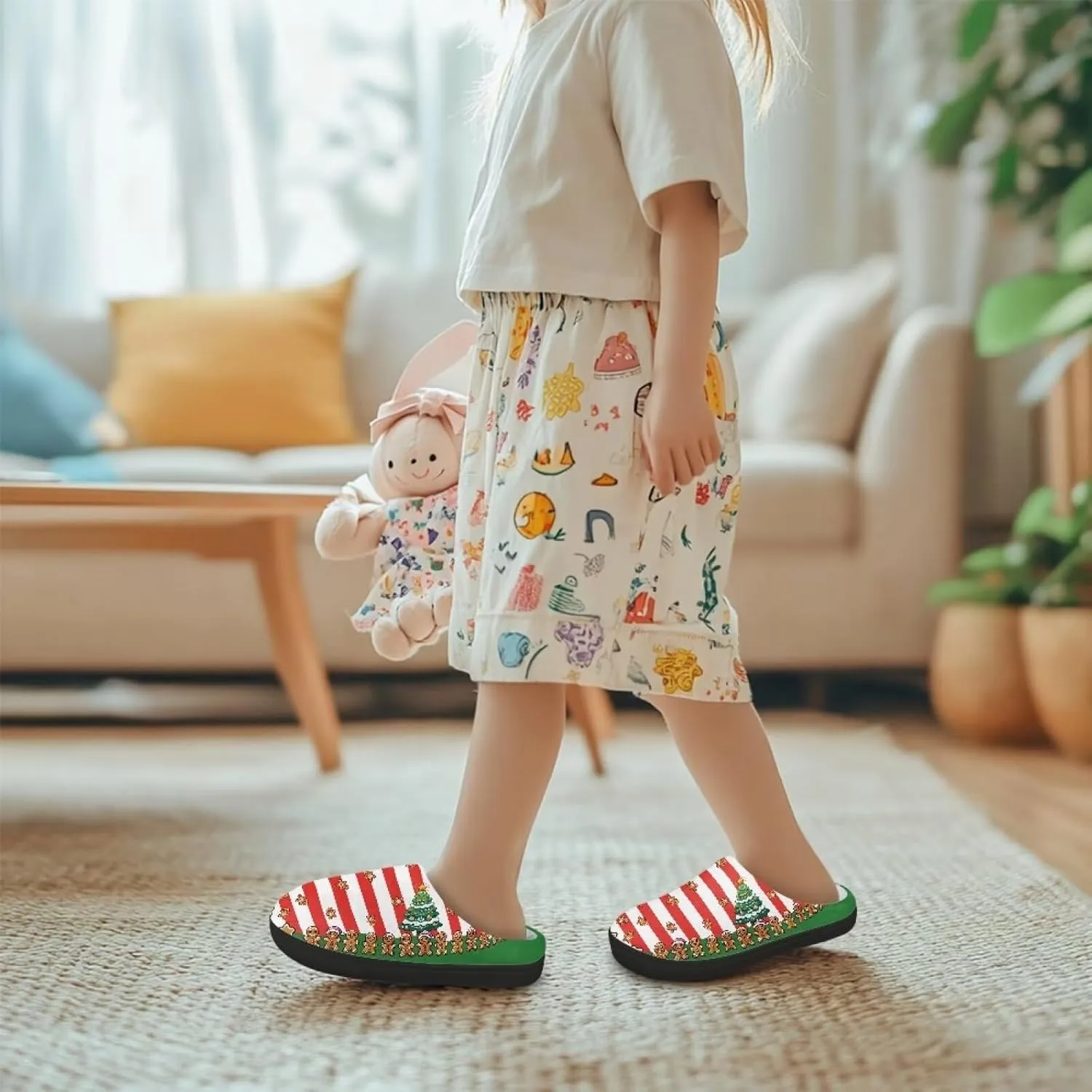 Unisex Kids Cute Cotton Slipper Winter Slipper Cozy Warm Plush Slipper Indoor Shoes Non-Slip Fleece Slipper US 9-15
