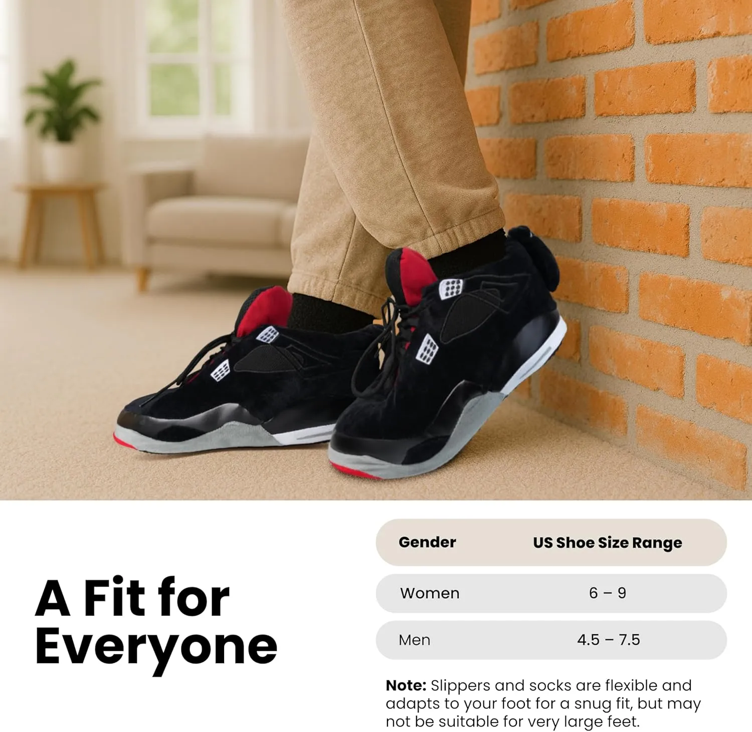 Unisex Sneaker Slippers with Plush Socks – Comfy Leather Non-Slip House Shoes for Women, Men & Kids | Big Jordan Style Tennis Shoe for Indoor & Outdoor Wear, Cozy Sneaker for All Ages