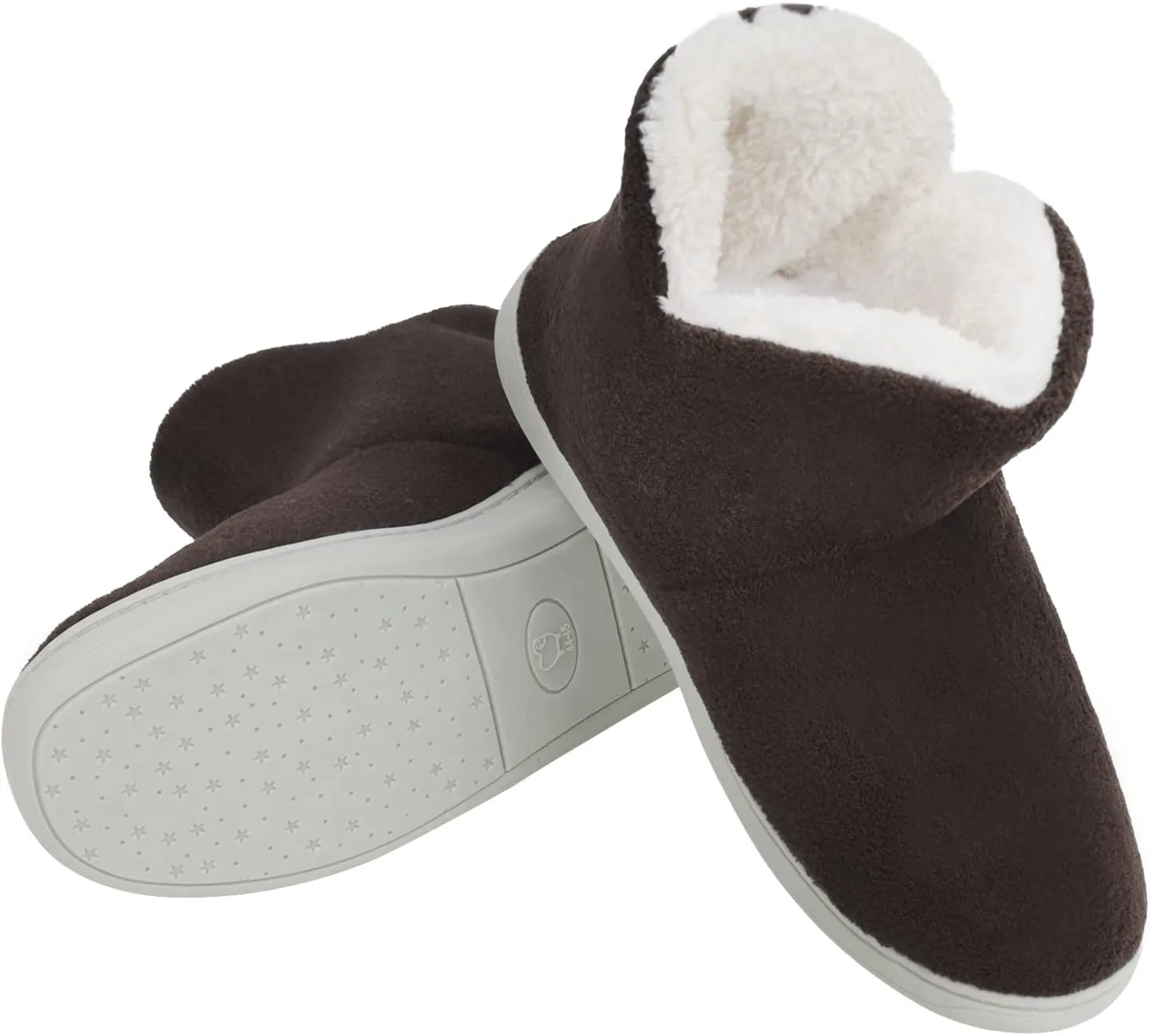 Unisex Winter Plush Slipper Boots Indoor Outdoor Warm Ankle Bootie for Mens Women Thermal Foot Warmer Shoes Cotton Fleece Lining Anti-Slip Sole Booties