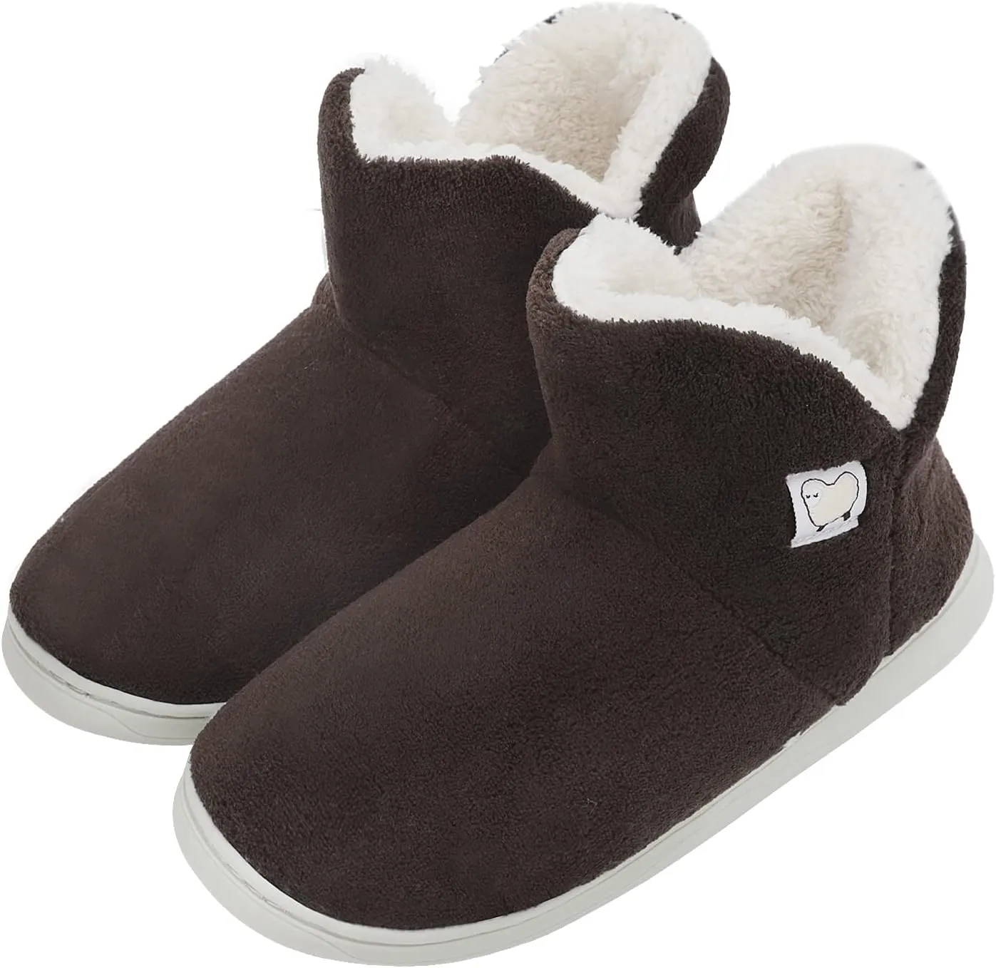 Unisex Winter Plush Slipper Boots Indoor Outdoor Warm Ankle Bootie for Mens Women Thermal Foot Warmer Shoes Cotton Fleece Lining Anti-Slip Sole Booties