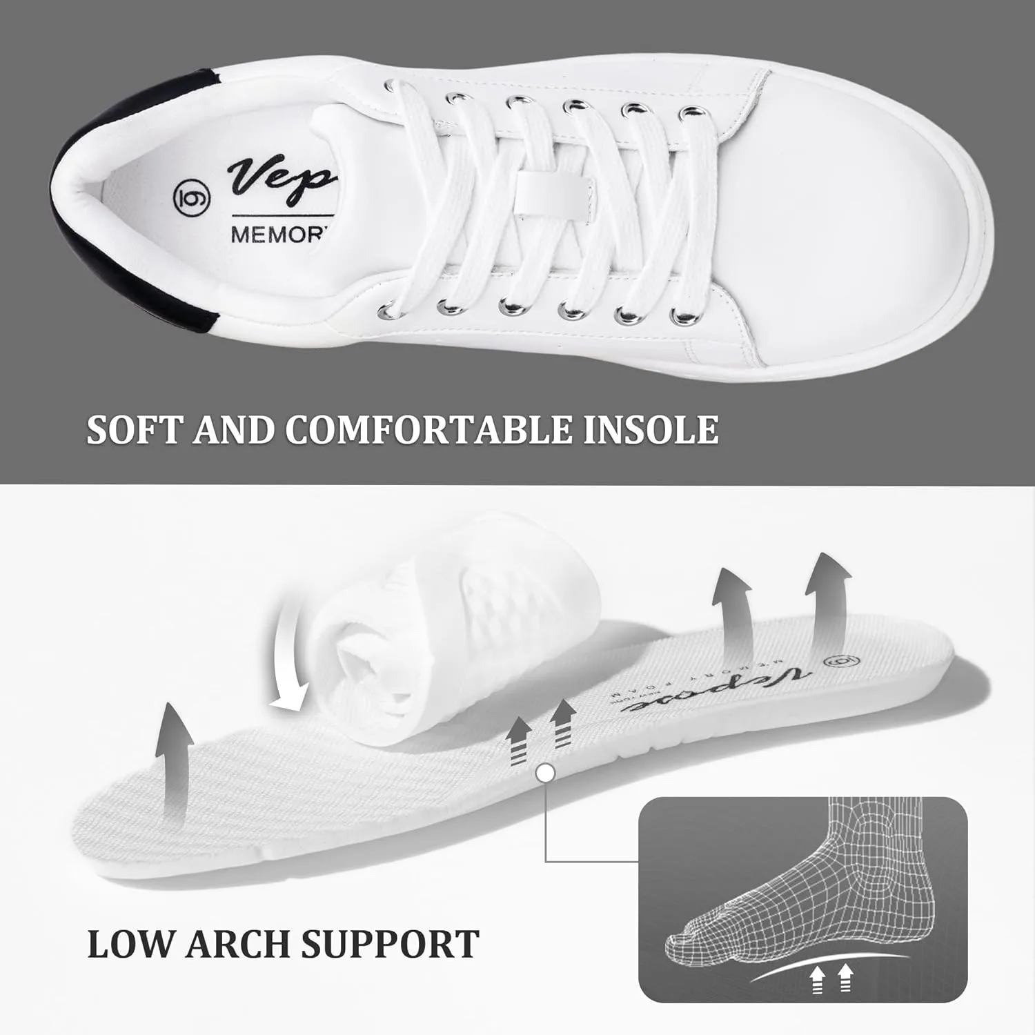 Vepose Women's Fashion Sneakers Casual Shoes Comfortable Dress Sneaker 2.0