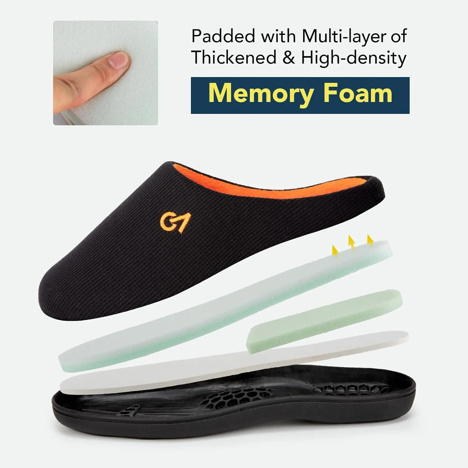 VeraCosy Men's Two-Tone Memory Foam House Slippers Indoor Outdoor Durable Rubber Sole