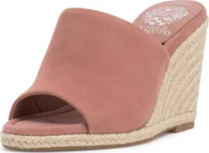 Vince Camuto Women's Fayla Wedge Sandal, Dark Pale Pink Suede, 7.5
