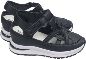 Walking Sandals Women Hollow Out Breathable Platform Wedge Sandals Comfortable Casual Closed Toe Sandal Summer Slip On Orthopedic Shoes with Arch Support for Beach Vacation