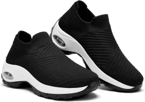 Walking Shoes Women Slip On Sock Sneakers Mesh Non Slip Shoes Air Cushion Platform Loafers