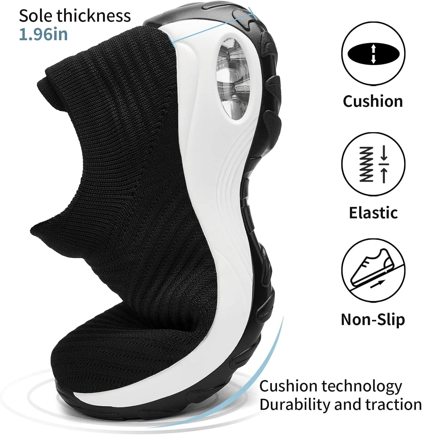 Walking Shoes Women Slip On Sock Sneakers Mesh Non Slip Shoes Air Cushion Platform Loafers
