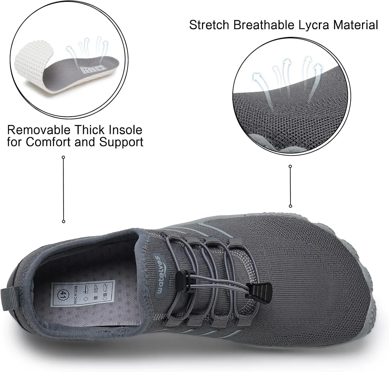 WateLves Barefoot Water Shoes for Women Men Quick Dry Aqua Swim Shoes for Outdoor Fishing Beach Pool Boat Surfing Walking