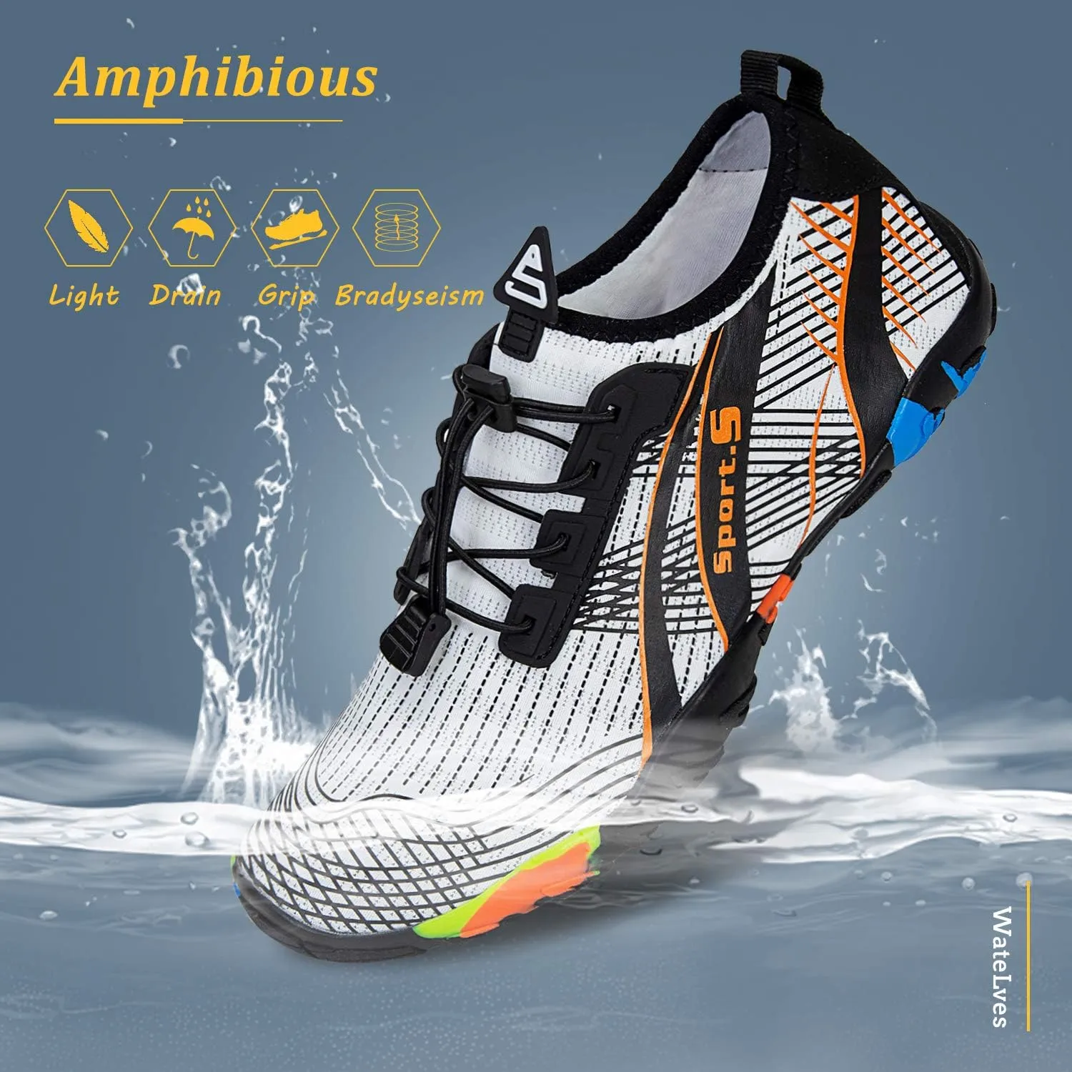 WateLves Water Shoes Mens Womens Beach Swim Shoes Quick-Dry Aqua Socks Pool Shoes for Surf Yoga Water Aerobics