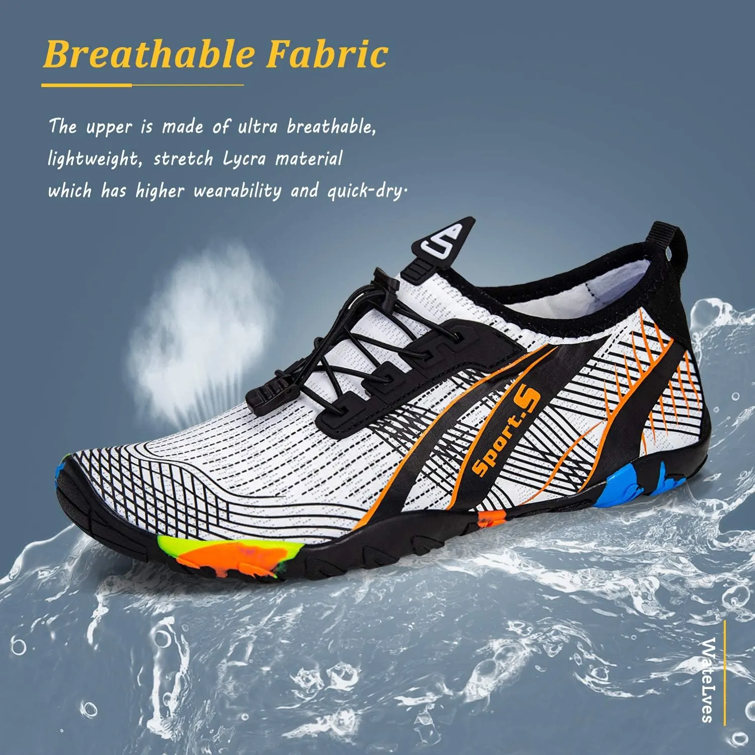 WateLves Water Shoes Mens Womens Beach Swim Shoes Quick-Dry Aqua Socks Pool Shoes for Surf Yoga Water Aerobics