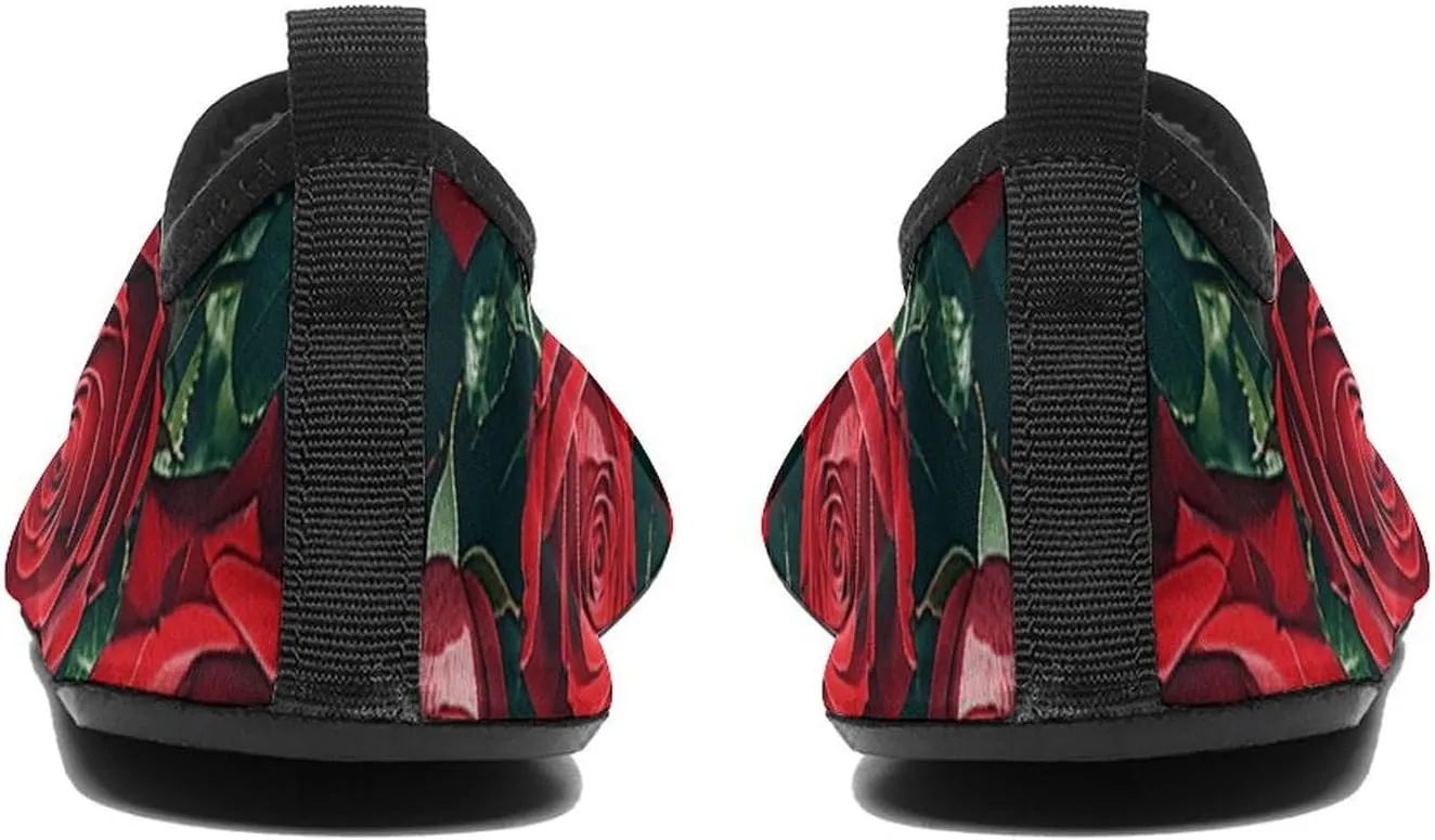 Water Shoes for Women Men Swim Beach Shoes Quick Dry Barefoot Aqua Shoes Red Rose Romantic Sport Shoes Hiking Shoes