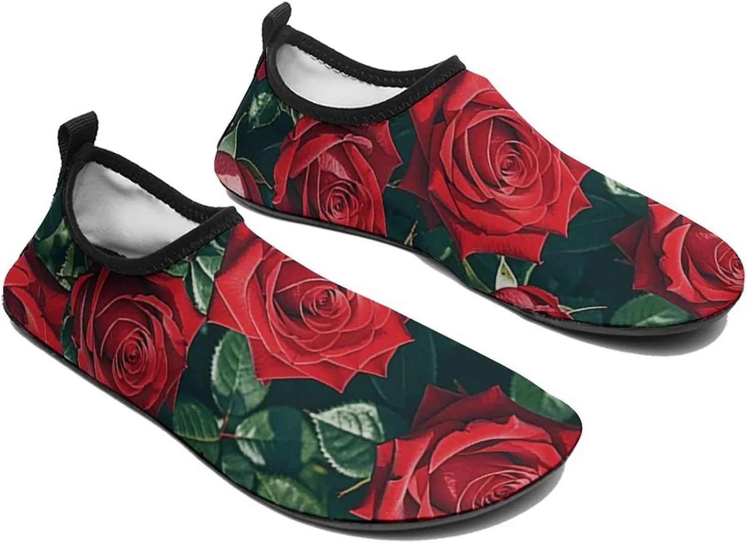 Water Shoes for Women Men Swim Beach Shoes Quick Dry Barefoot Aqua Shoes Red Rose Romantic Sport Shoes Hiking Shoes