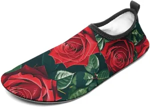 Water Shoes for Women Men Swim Beach Shoes Quick Dry Barefoot Aqua Shoes Red Rose Romantic Sport Shoes Hiking Shoes